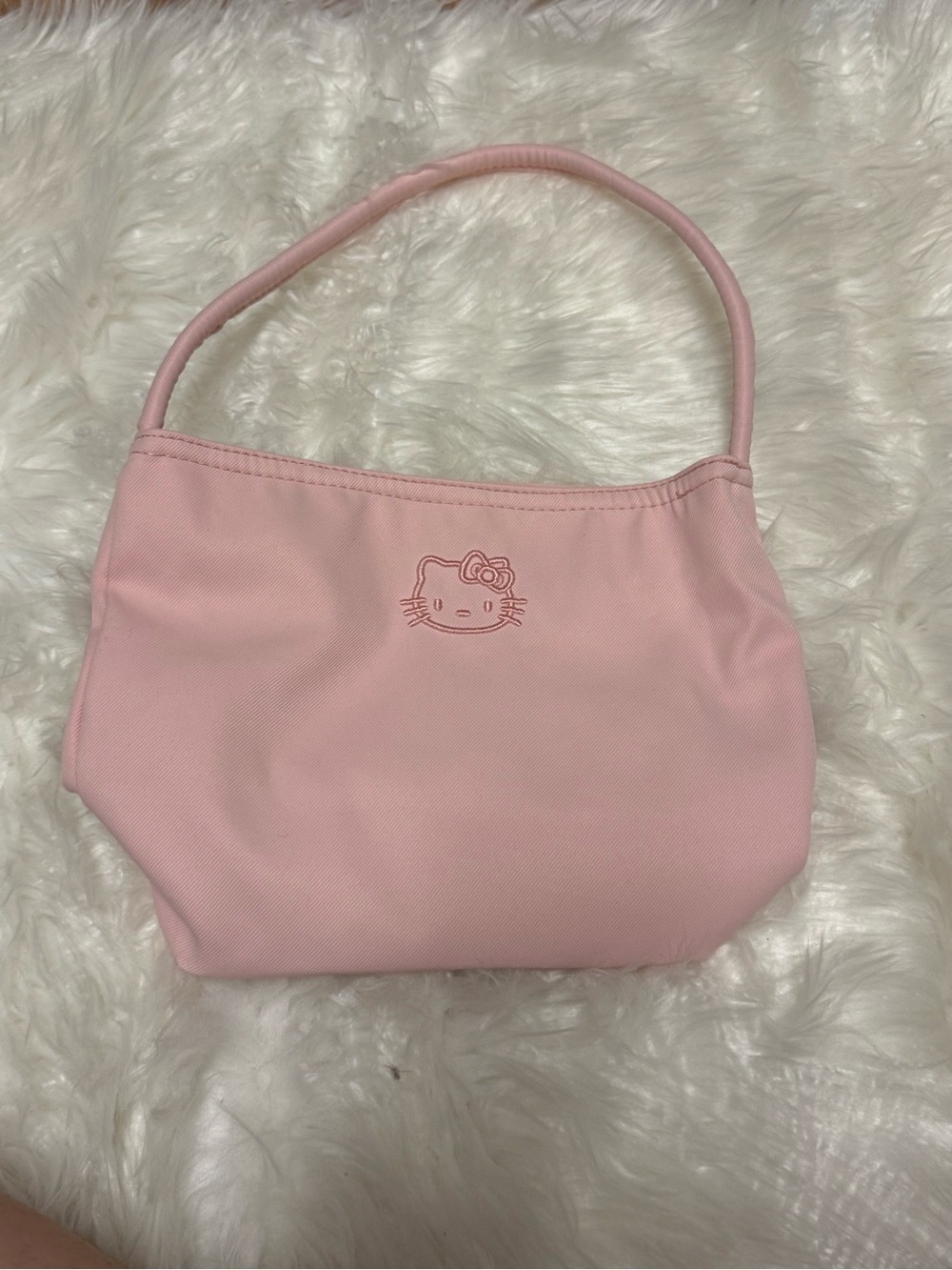 Hello Kitty Pastel Pink Shoulder Bag with Embroidered Face